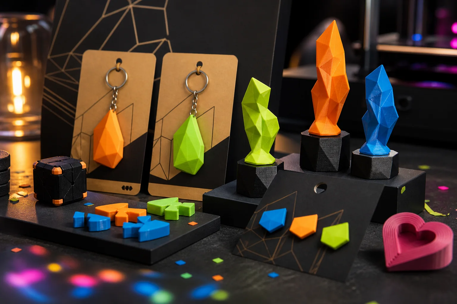 Brindes personalizados coloridos impressos em 3D